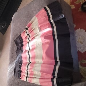 H&M Pink and Black Striped Midi Skirt